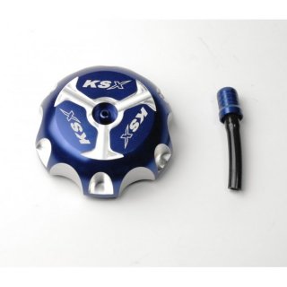 KSX Aluminium Tankdeckel Kawasaki Yamaha blau